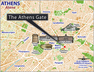 Hotels Athens, Stadplan